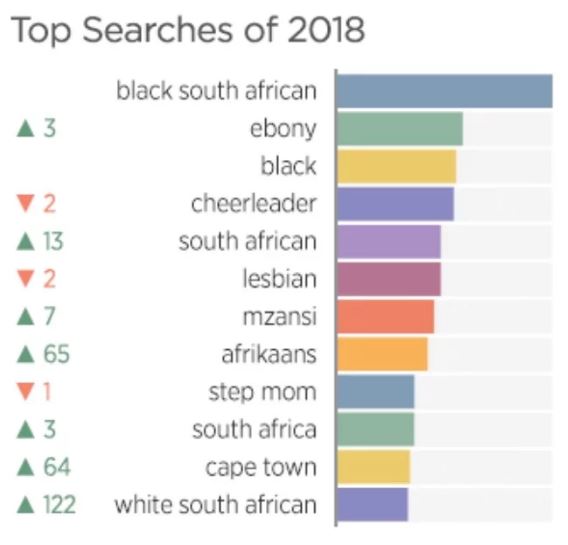 Les mots clés les plus recherchés en 2018 (Afrique du sud)